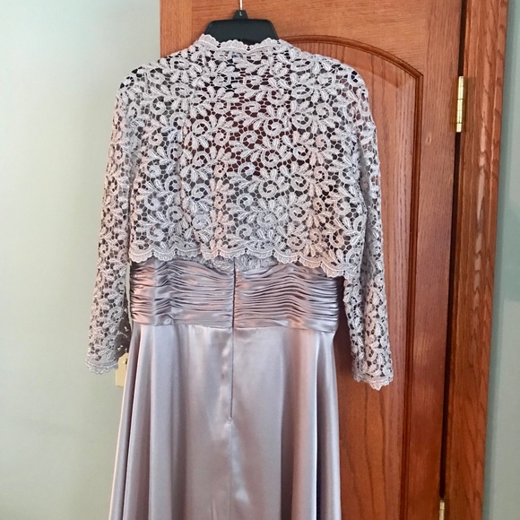 Formal Blush Gown with Lace Coverup - Picture 7 of 8